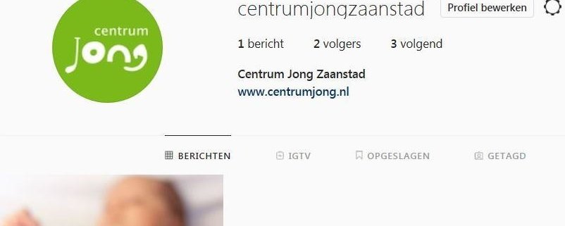 Link naar Centrum Jong Zaanstad nu ook op Instagram